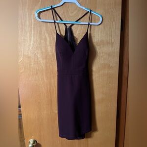 city triangles burgundy halter strap dress lace open back zipper cocktail